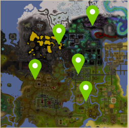 Catacombs of Kourend OSRS entrances on map
